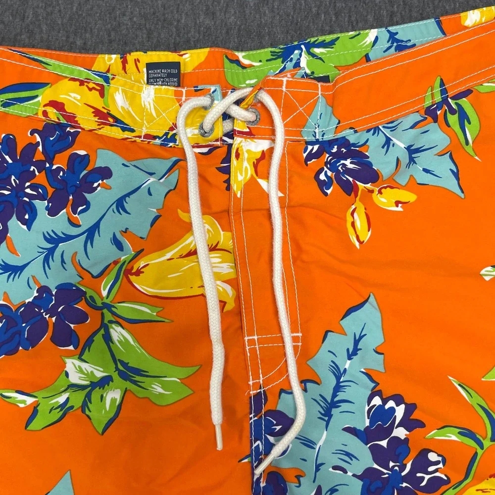Polo Ralph Lauren‎ Floral Swim Trunks Orange Tropical Beach Shorts L